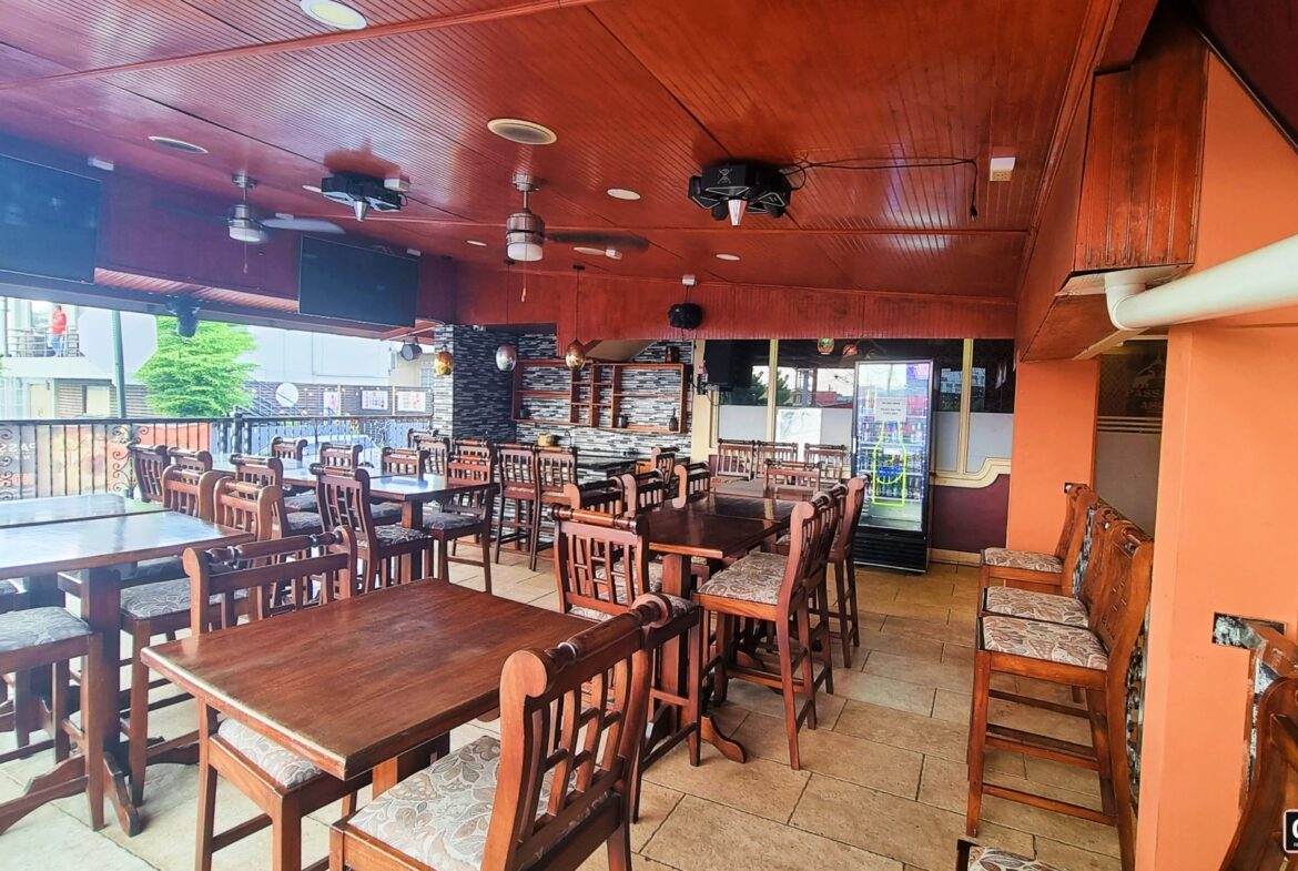 Empty restaurant interior with tables and chairs. "Prime Restaurant Space"