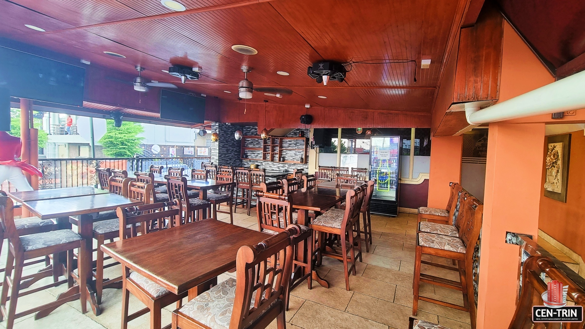 Empty restaurant interior with tables and chairs. "Prime Restaurant Space"