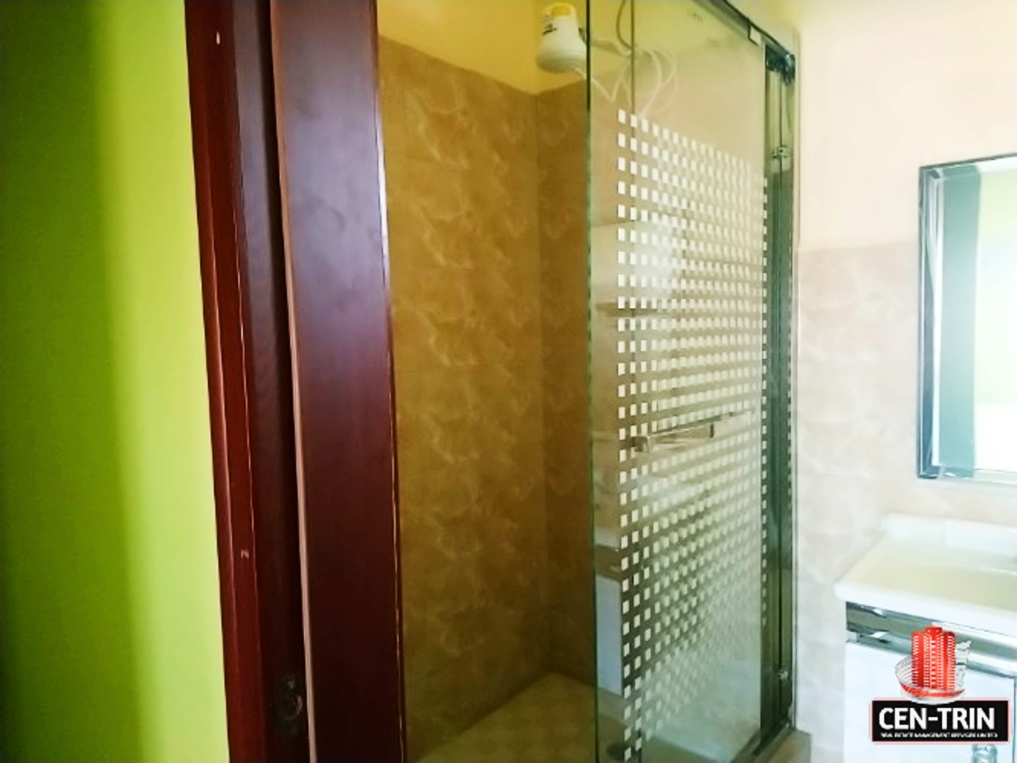 Affordable 2 Bedroom Apartments | A bathroom with a shower and sink in a two-bedroom apartment