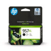 Black HP 957XL ink cartridge with a butterfly on it.